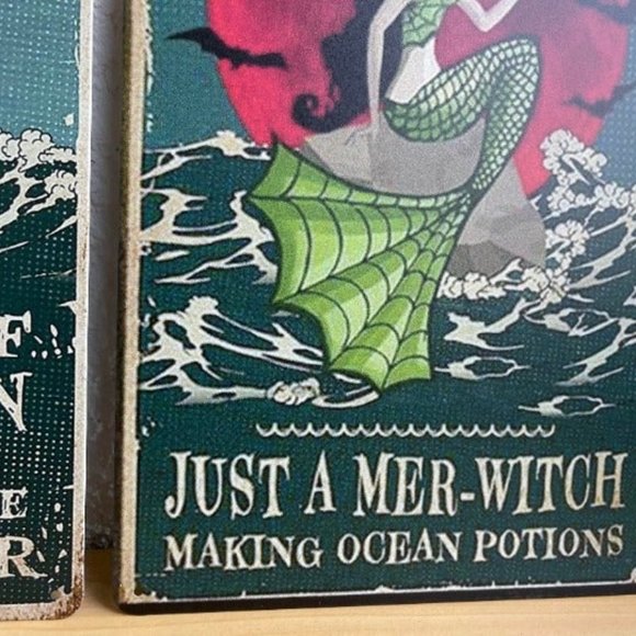 Set of 2 Retro Vintage Mermaid Ocean Metal Sign 12x8 inches Wall Hanging - Picture 4 of 7